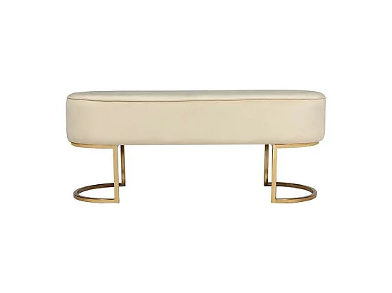 Banc Design en Velours "Athea" 105cm Crème & Or