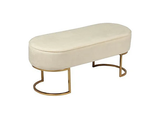 Banc Design en Velours "Athea" 105cm Crème & Or