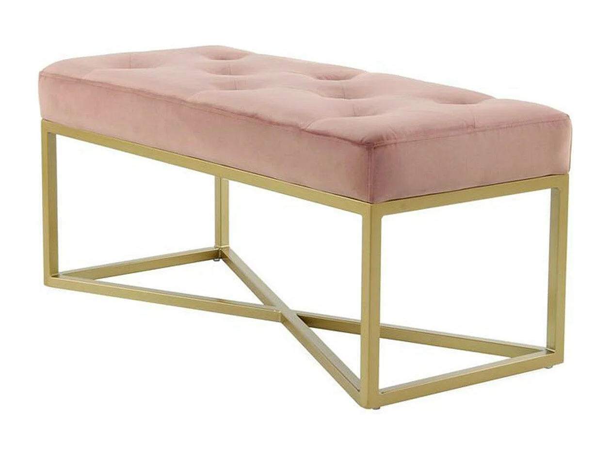 Banc Design Velours "Cameron" 90cm Rose & Or