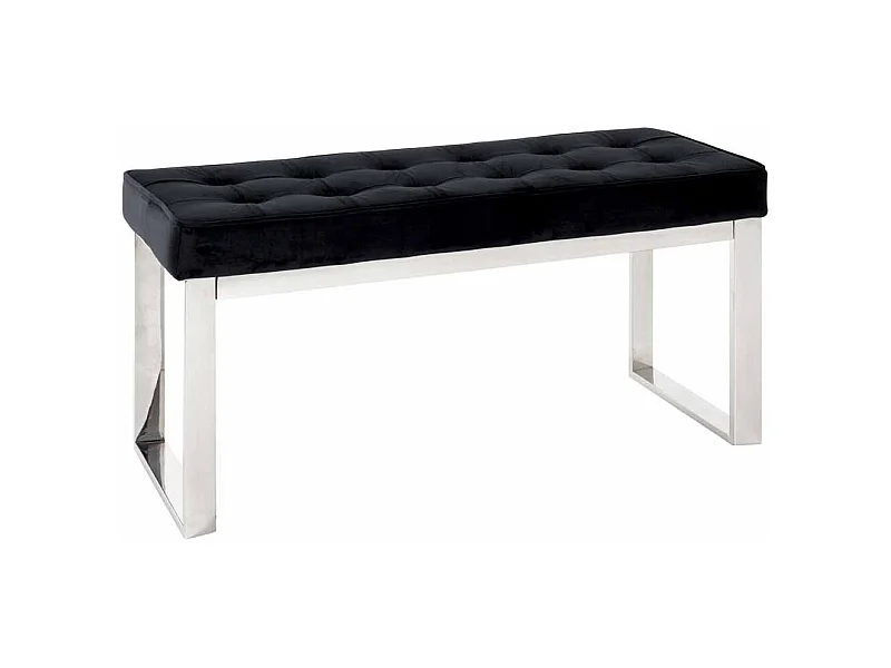 Banc Design en Velours "Noja" 100cm Noir & Inox