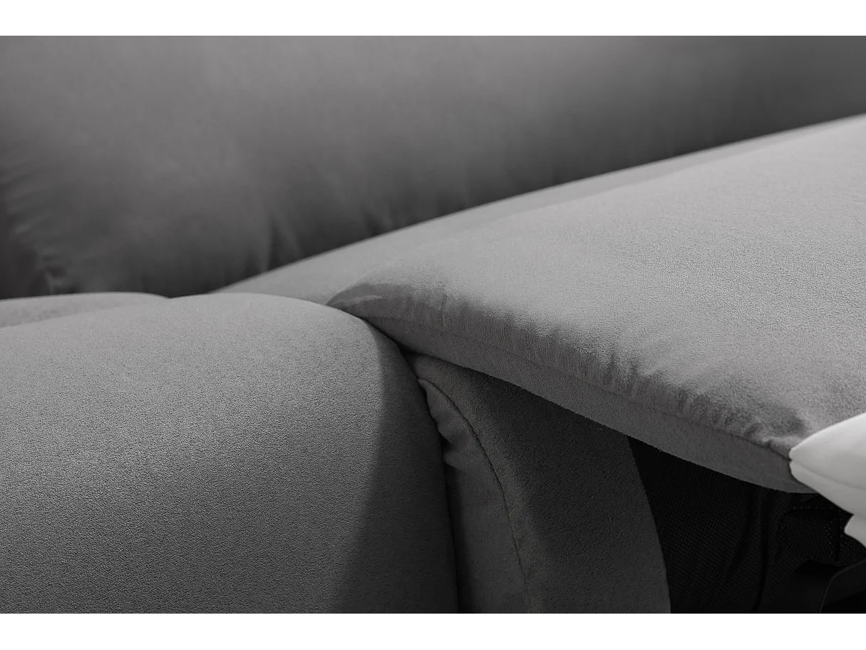 Canapé de Relaxation électrique 2 places Microfibre et Simili Léo - Blanc et gris - L143 x 93 x 96cm - Loungitude