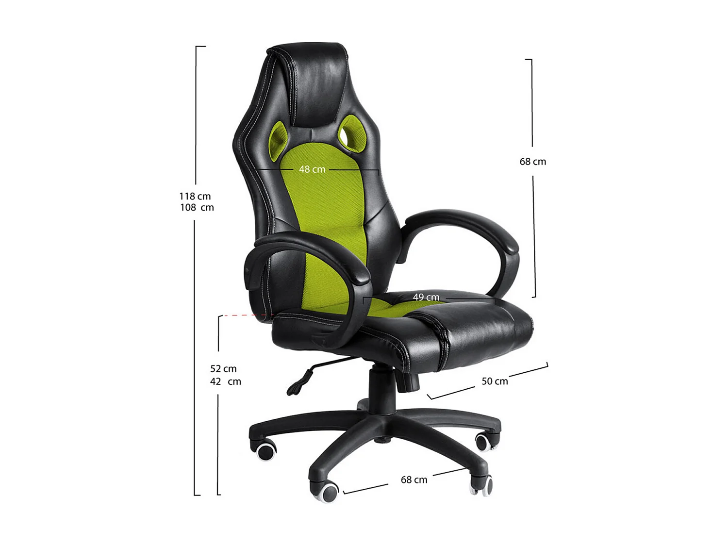 Silla Gaming Pro - Verde y Negro - Máxima Ergonomía - Ideal para sesiones de Gaming
