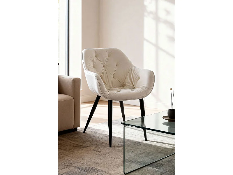 Sillas Comedor - Silla Zandel Black Terciopelo - Beige