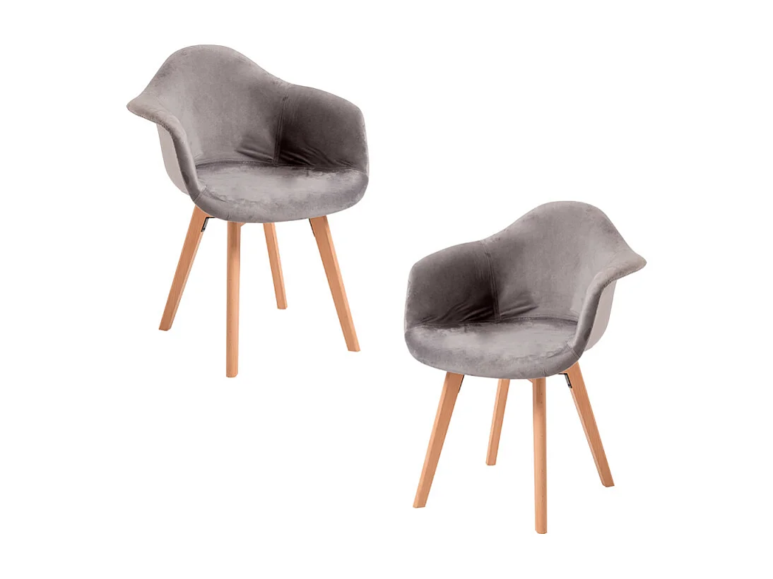 Packs Sillas Comedor - Pack 2 Sillas Belu Terciopelo - Gris claro