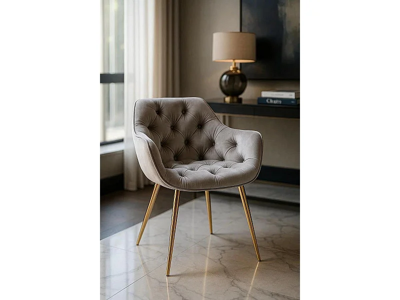 Sillas Comedor - Silla Zandel Golden Terciopelo - Gris