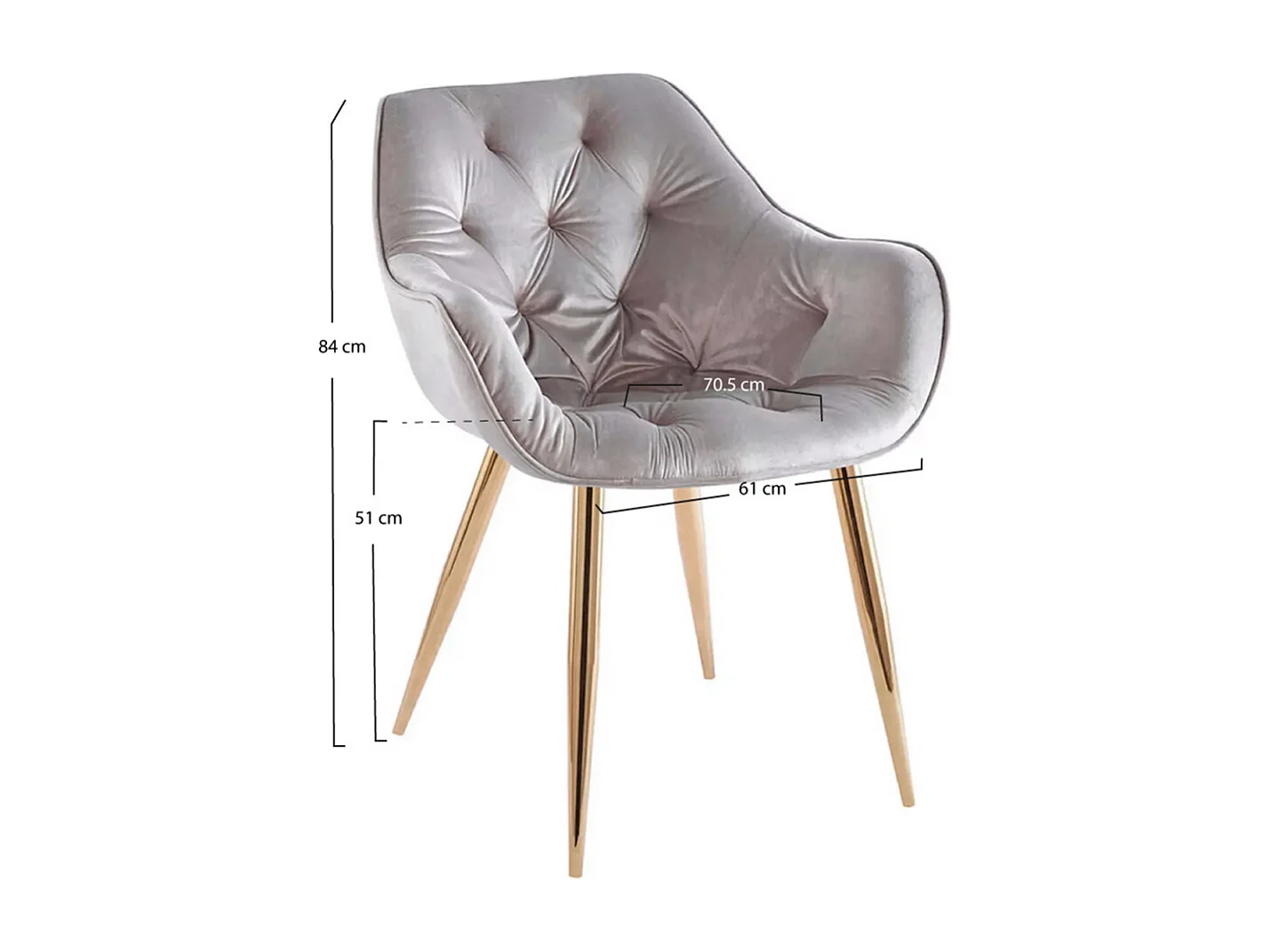 Sillas Comedor - Silla Zandel Golden Terciopelo - Gris