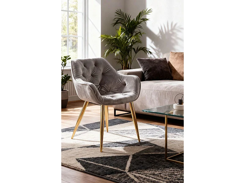 Sillas Comedor - Silla Zandel Golden Terciopelo - Gris