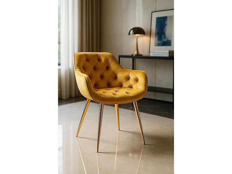 Sillas Comedor - Silla Zandel Golden Terciopelo - Amarillo