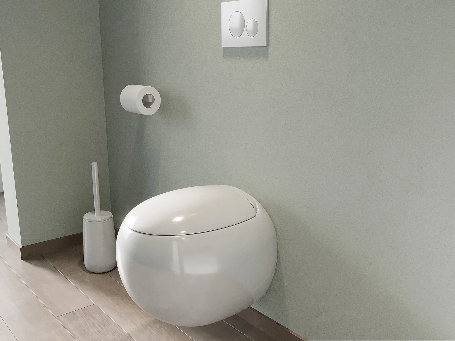 Pack WC suspendu en céramique blanc avec bâti-support et plaque de déclenchement - HURO II