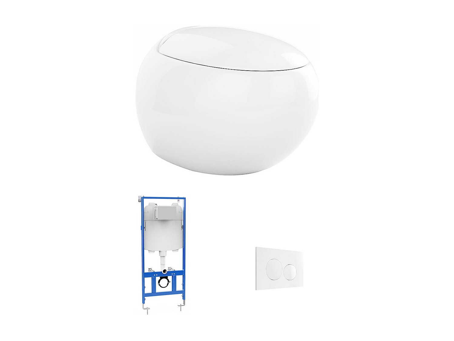 Sparset - Wand-WC aus weißer Keramik mit Trägergestell & Betätigungsplatte günstig online kaufen