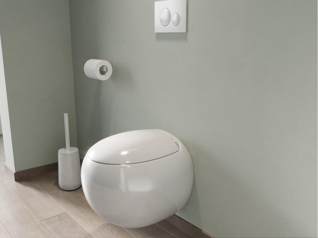 Zestaw WC podwieszany w białej ceramice z modułem podtynkowym i płytą spustową - HURO II
