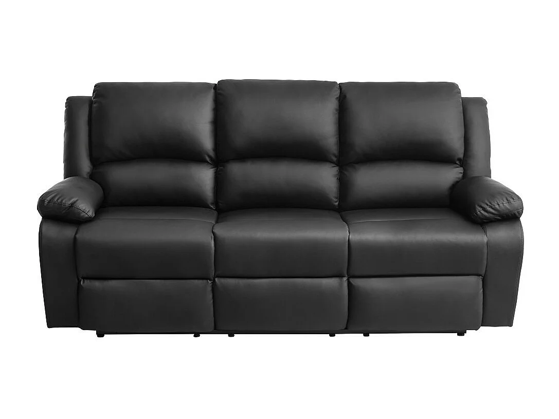 Canapé de Relaxation électrique 3 places en Simili Léo - Noir - L193 x 93 x 96cm - Loungitude