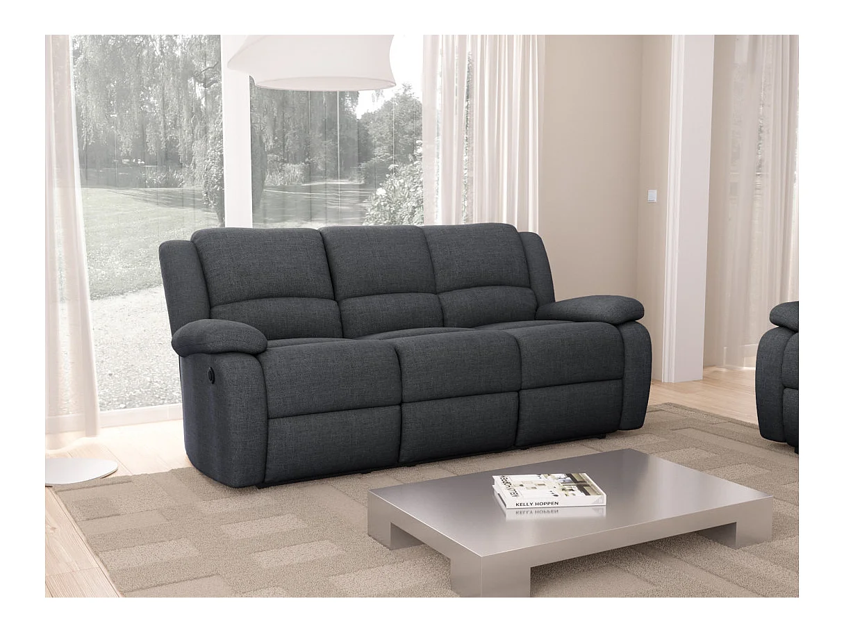 Canapé de Relaxation électrique 3 places en Tissu Léo - L193 x 93 x 96cm - Loungitude