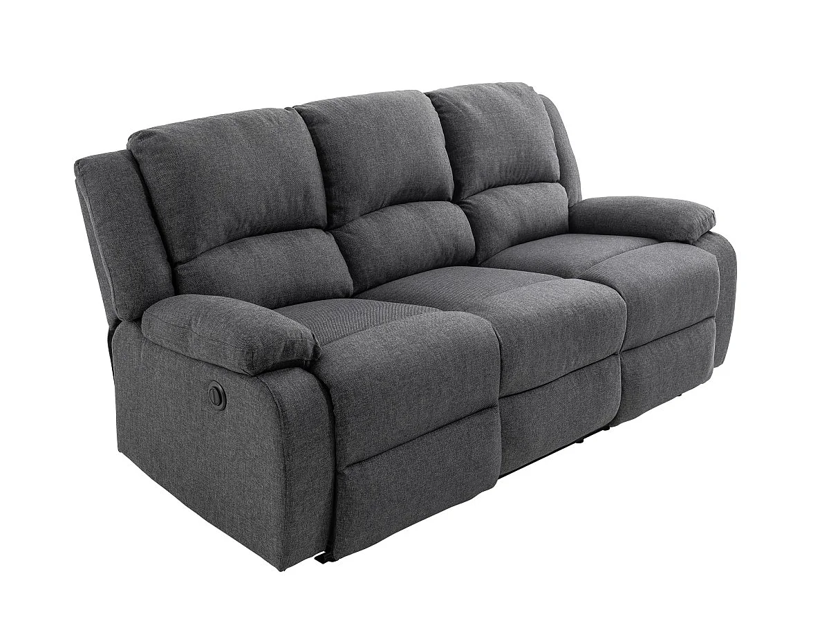 Canapé de Relaxation électrique 3 places en Tissu Léo - L193 x 93 x 96cm - Loungitude