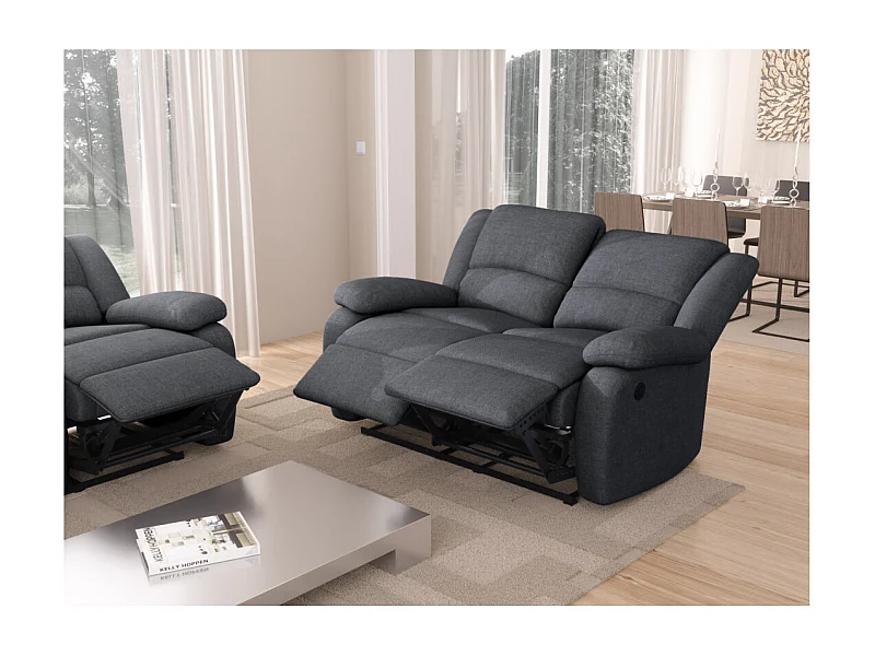 Canapé de Relaxation électrique 2 places en Tissu Léo - L143 x 93 x 96cm - Loungitude