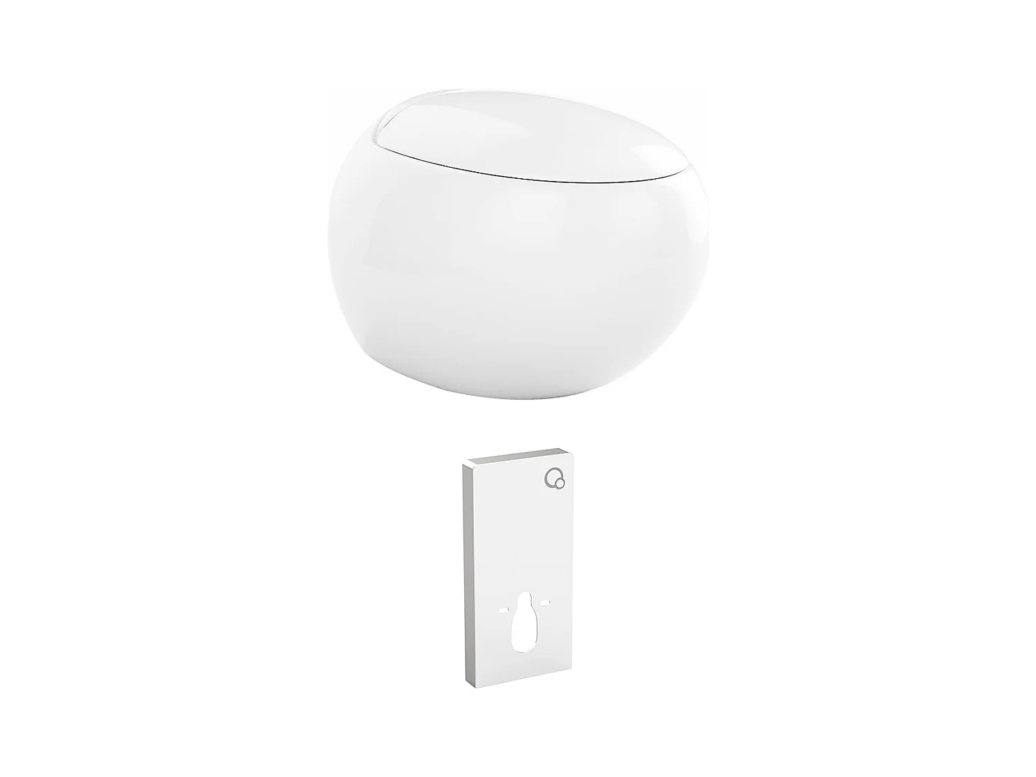 Pack de inodoro flotante de cerámica blanco con bastidor decorativo - HURO II