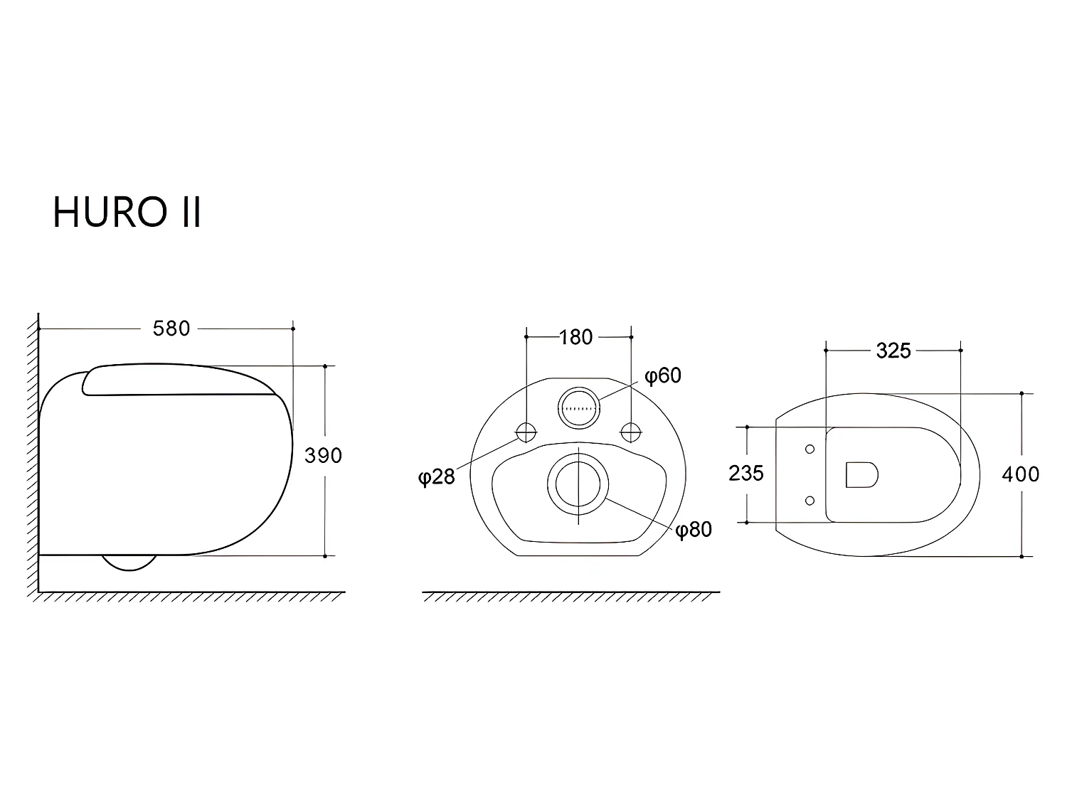 Pack de inodoro flotante de cerámica blanco con bastidor decorativo - HURO II