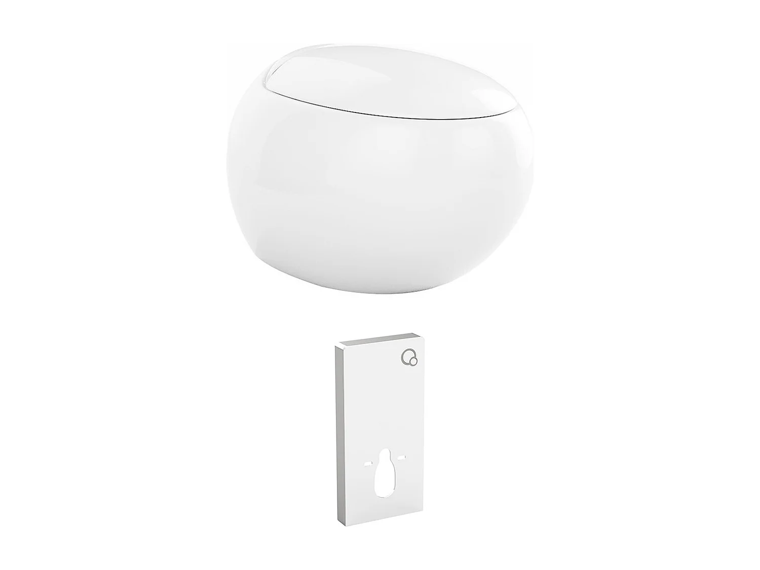 Pack de inodoro flotante de cerámica blanco con bastidor decorativo - HURO II