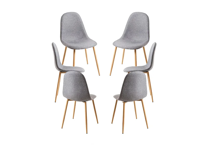 Packs Sillas Comedor - Pack 6 Sillas Teok Tela - Gris claro
