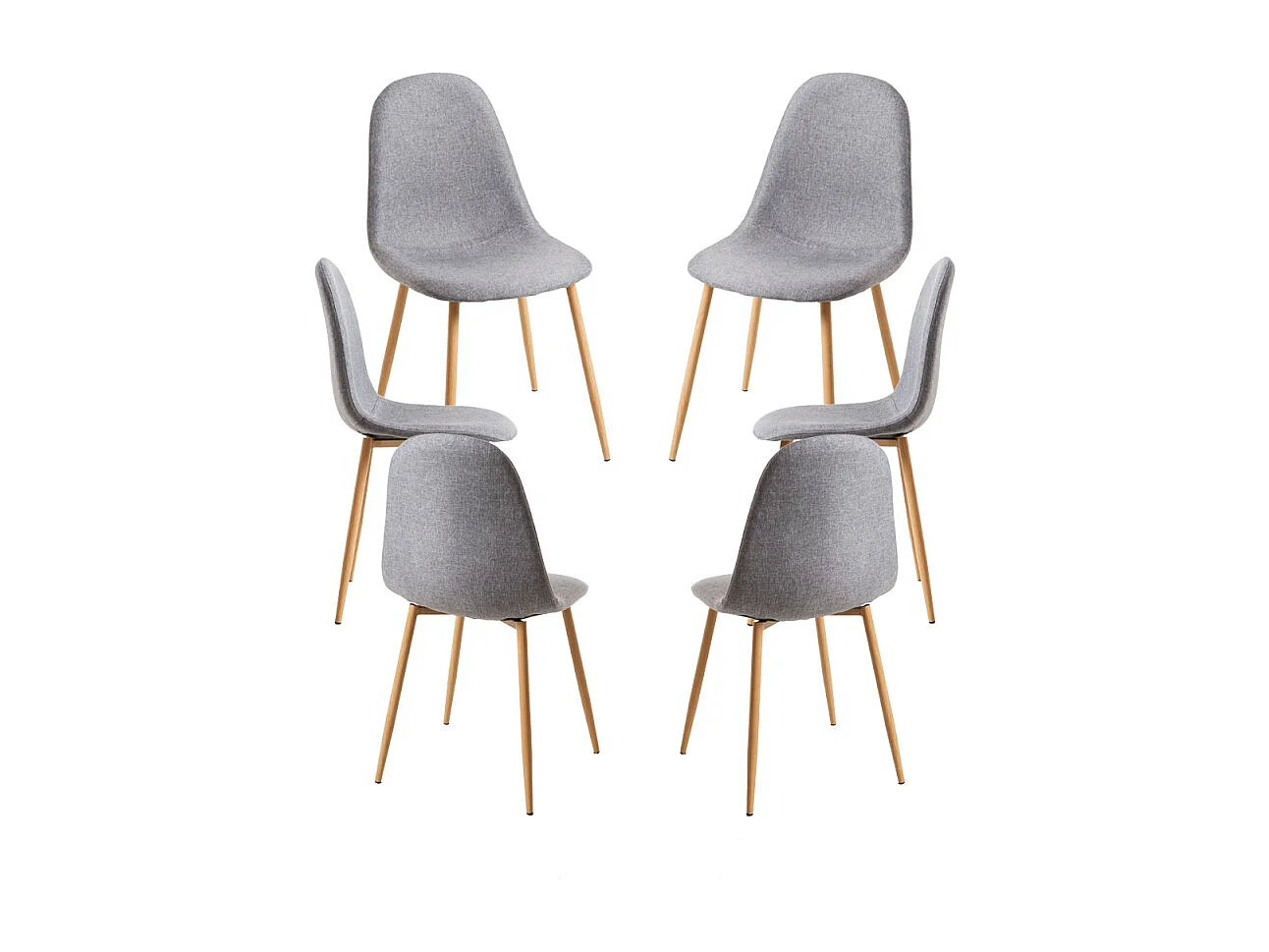 Packs Sillas Comedor - Pack 6 Sillas Teok Tela - Gris claro