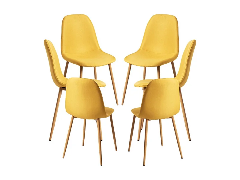 Packs Sillas Comedor - Pack 6 Sillas Teok Tela - Amarillo