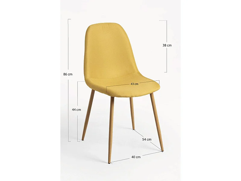 Packs Sillas Comedor - Pack 6 Sillas Teok Tela - Amarillo
