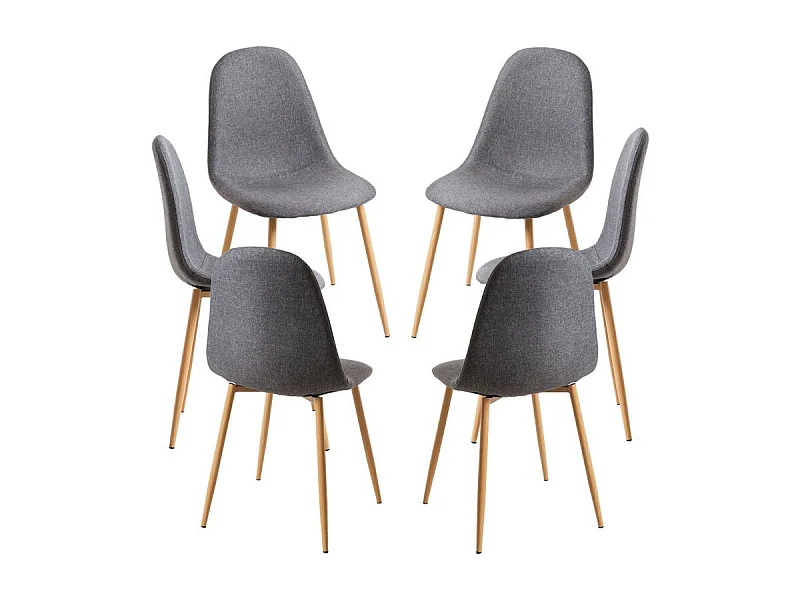 Packs Sillas Comedor - Pack 6 Sillas Teok Tela - Gris oscuro