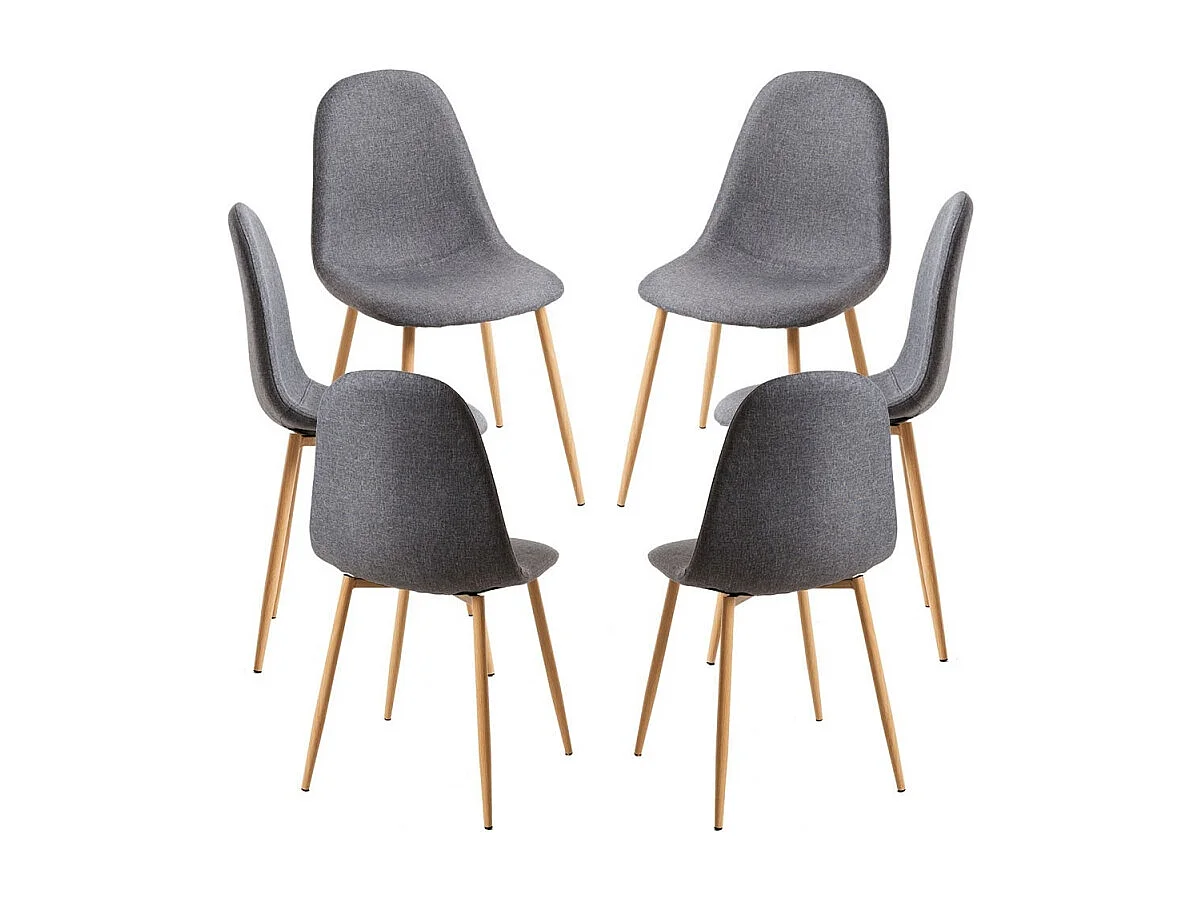 Packs Sillas Comedor - Pack 6 Sillas Teok Tela - Gris oscuro
