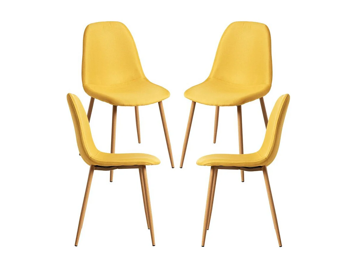 Packs Sillas Comedor - Pack 4 Sillas Teok Tela - Amarillo