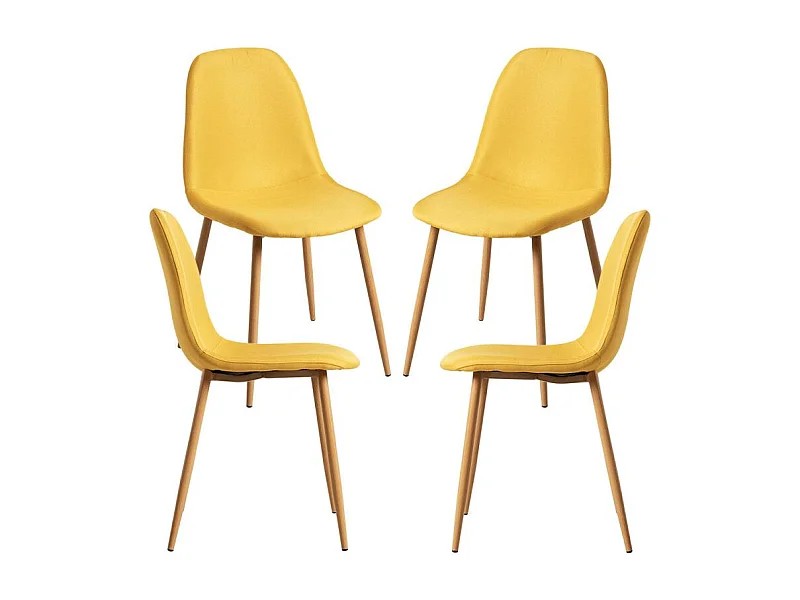 Packs Sillas Comedor - Pack 4 Sillas Teok Tela - Amarillo
