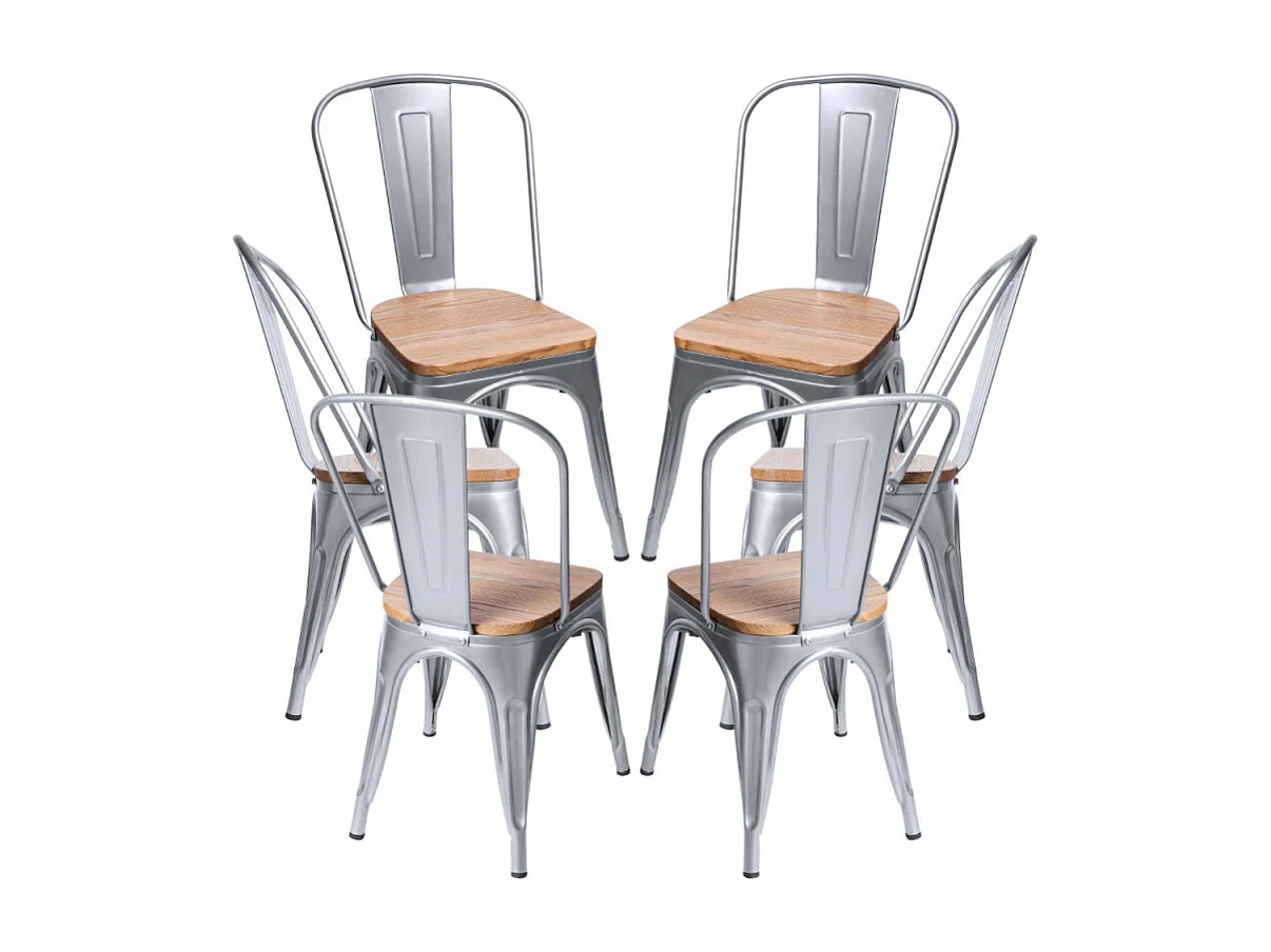 Packs Sillas Comedor - Pack 6 Sillas Torix Madera Natural - Gris metalizado