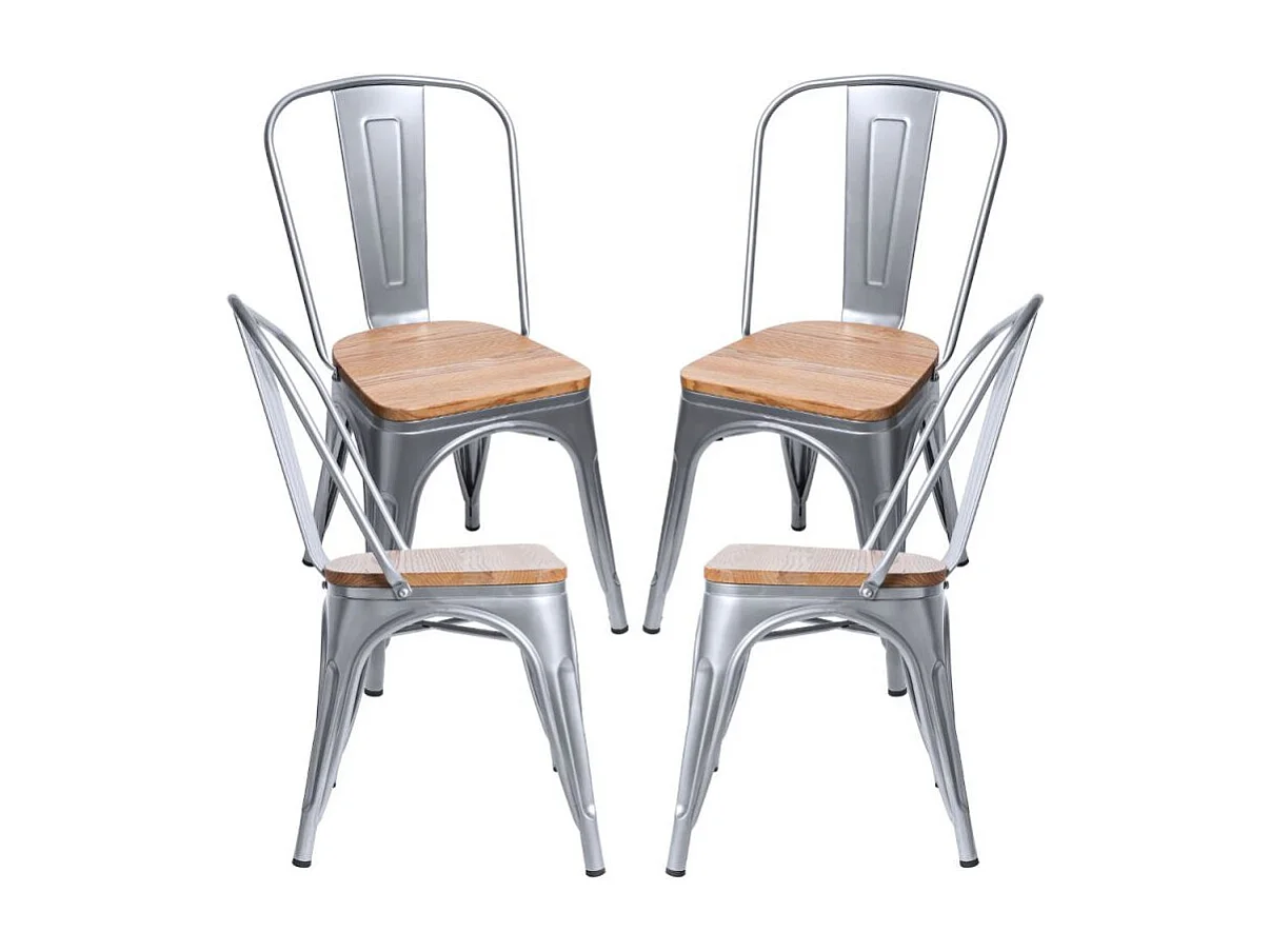 Packs Sillas Comedor - Pack 4 Sillas Torix Madera Natural - Gris metalizado