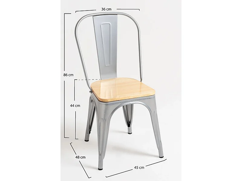 Packs Sillas Comedor - Pack 4 Sillas Torix Madera Natural - Gris metalizado