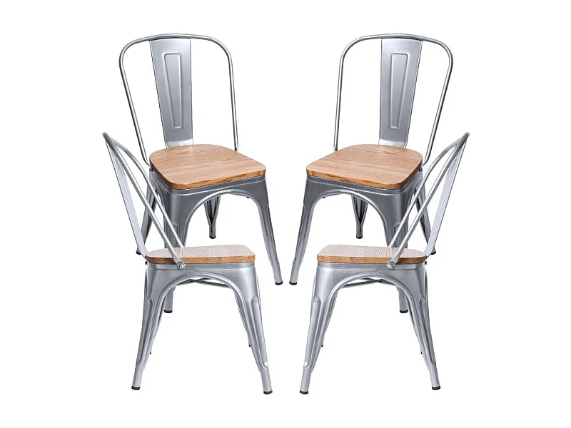 Packs Sillas Comedor - Pack 4 Sillas Torix Madera Natural - Gris metalizado