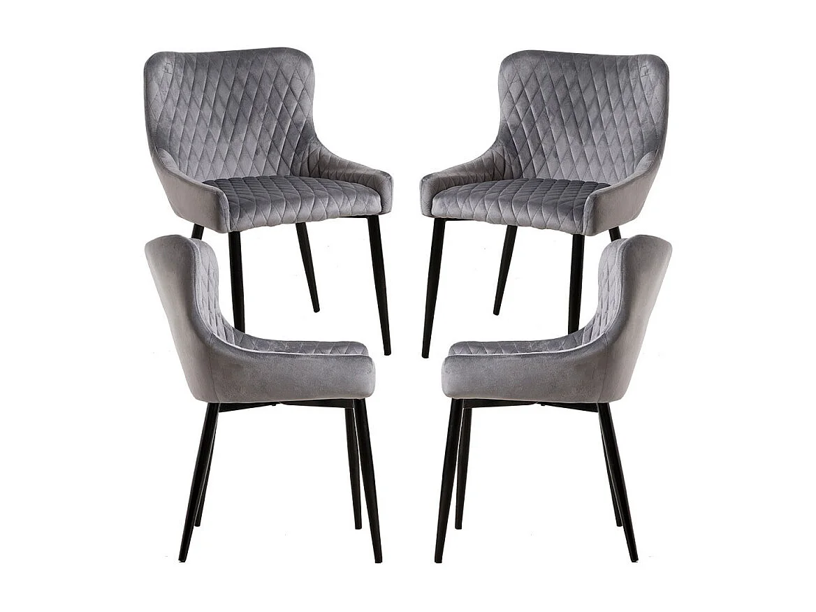 Packs Sillas Comedor - Pack 4 Sillas Sanda Terciopelo - Gris oscuro