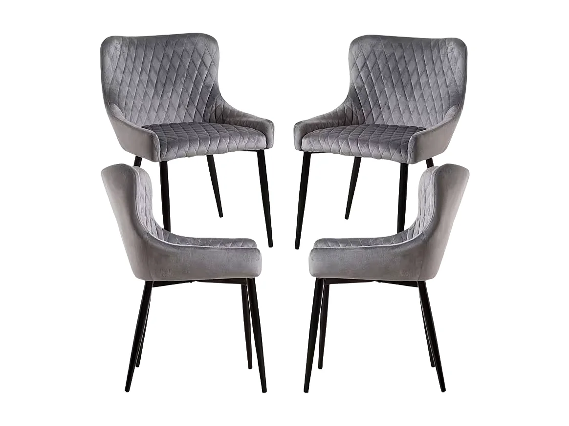 Packs Sillas Comedor - Pack 4 Sillas Sanda Terciopelo - Gris oscuro