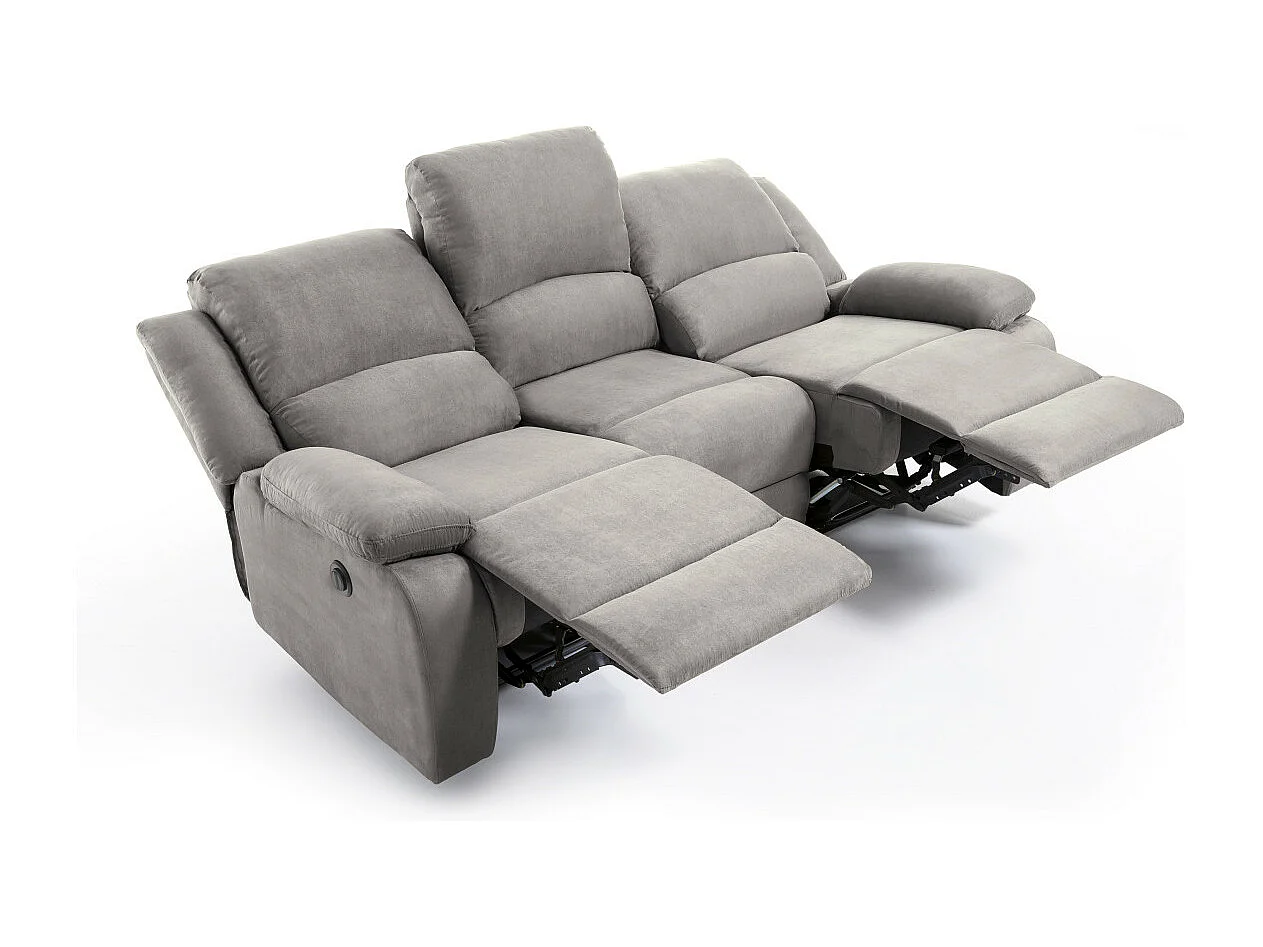 Canapé de Relaxation électrique 3 places Microfibre Léo - L193 x 93 x 96cm - Loungitude