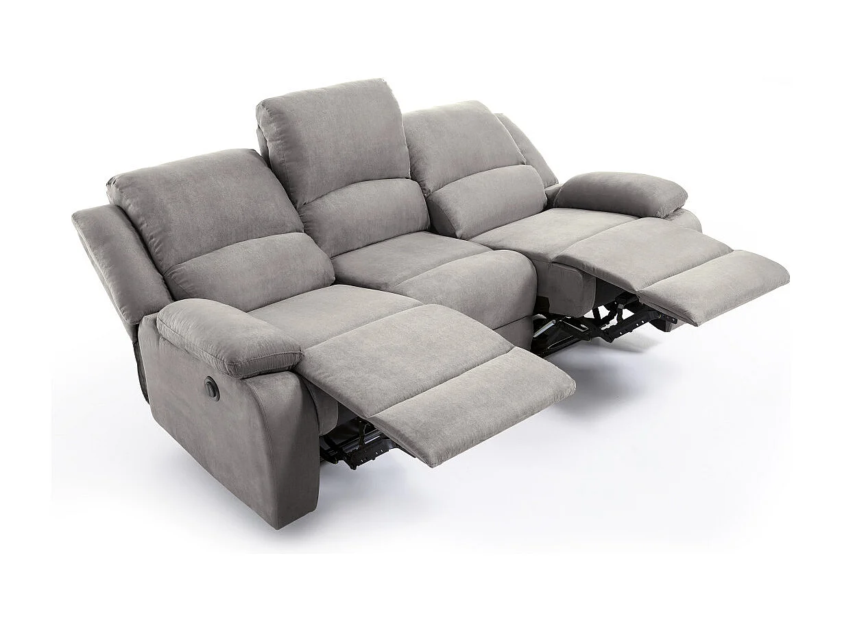 Canapé de Relaxation électrique 3 places Microfibre Léo - L193 x 93 x 96cm - Loungitude