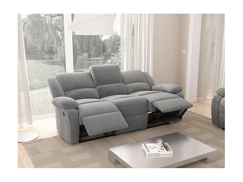 Canapé de Relaxation électrique 3 places Microfibre Léo - L193 x 93 x 96cm - Loungitude