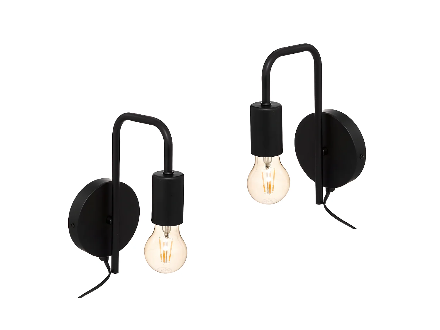 Lot de 2 Appliques murales  en métal Noir H 25 cm