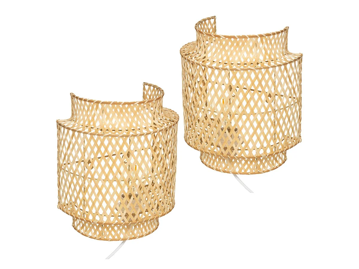 Lot de 2 Appliques murales en Bambou naturel H 28 cm
