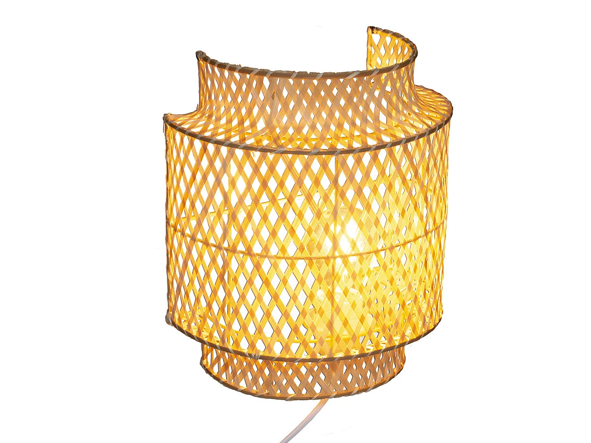 Lot de 2 Appliques murales en Bambou naturel H 28 cm