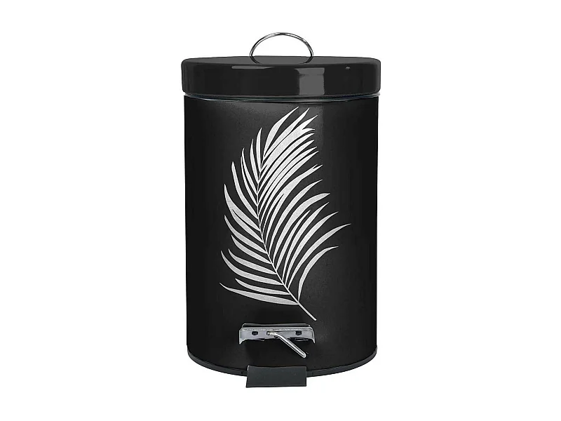 Poubelle à Pédale Imprimée "Orbella" 3L Noir & Argent