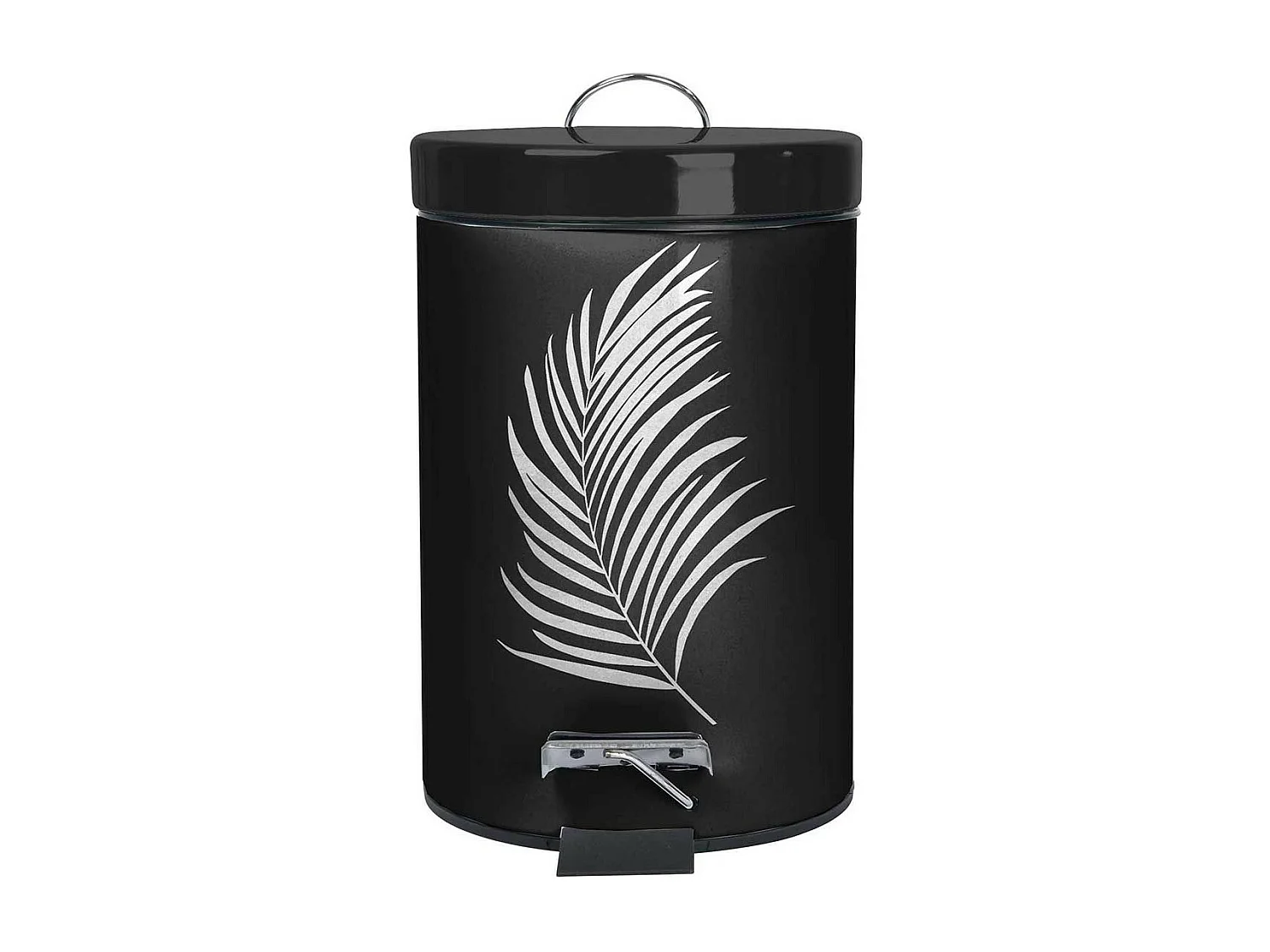 Poubelle à Pédale Imprimée "Orbella" 3L Noir & Argent