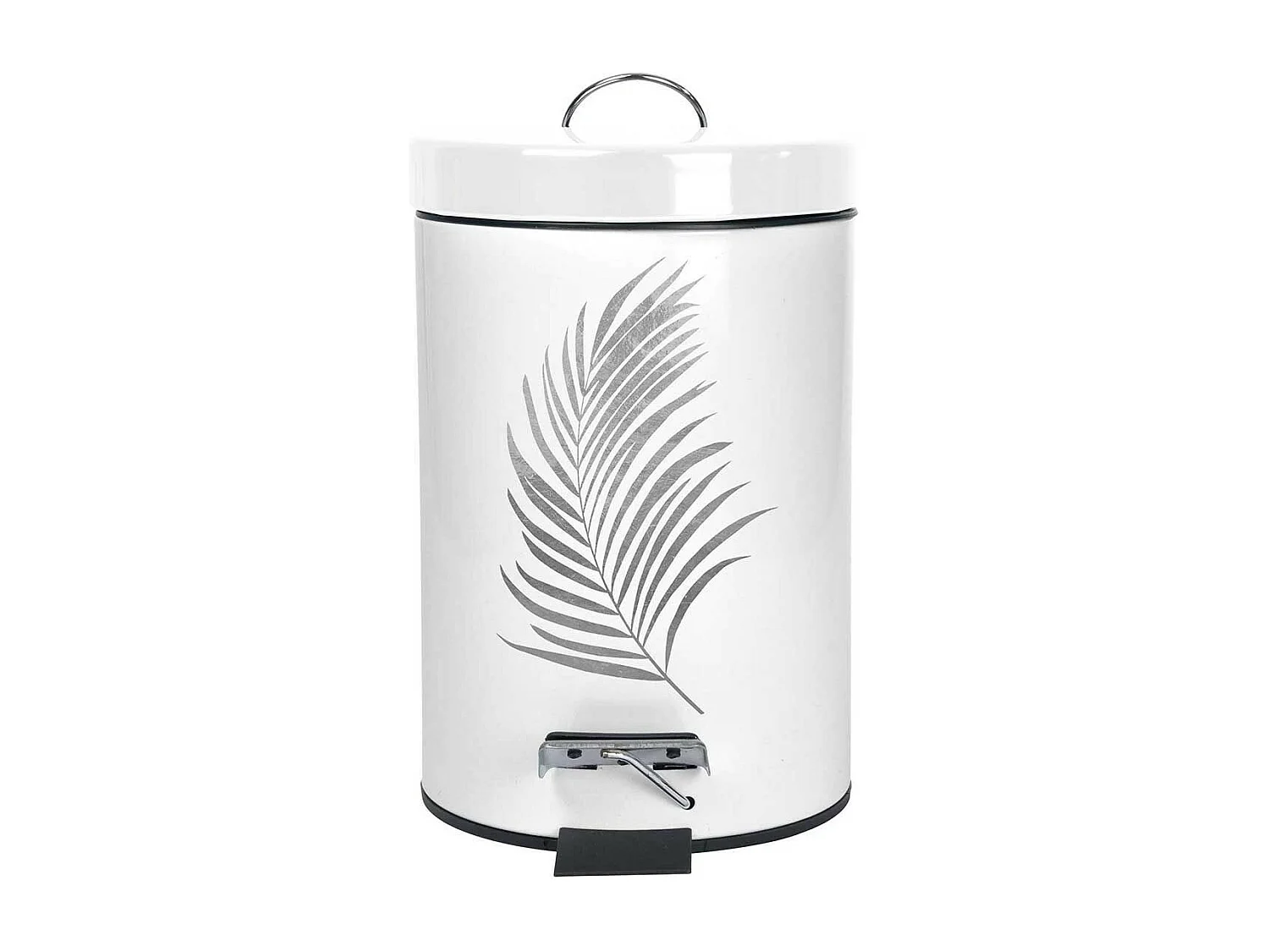 Poubelle à Pédale Imprimée "Orbella" 3L Blanc & Argent