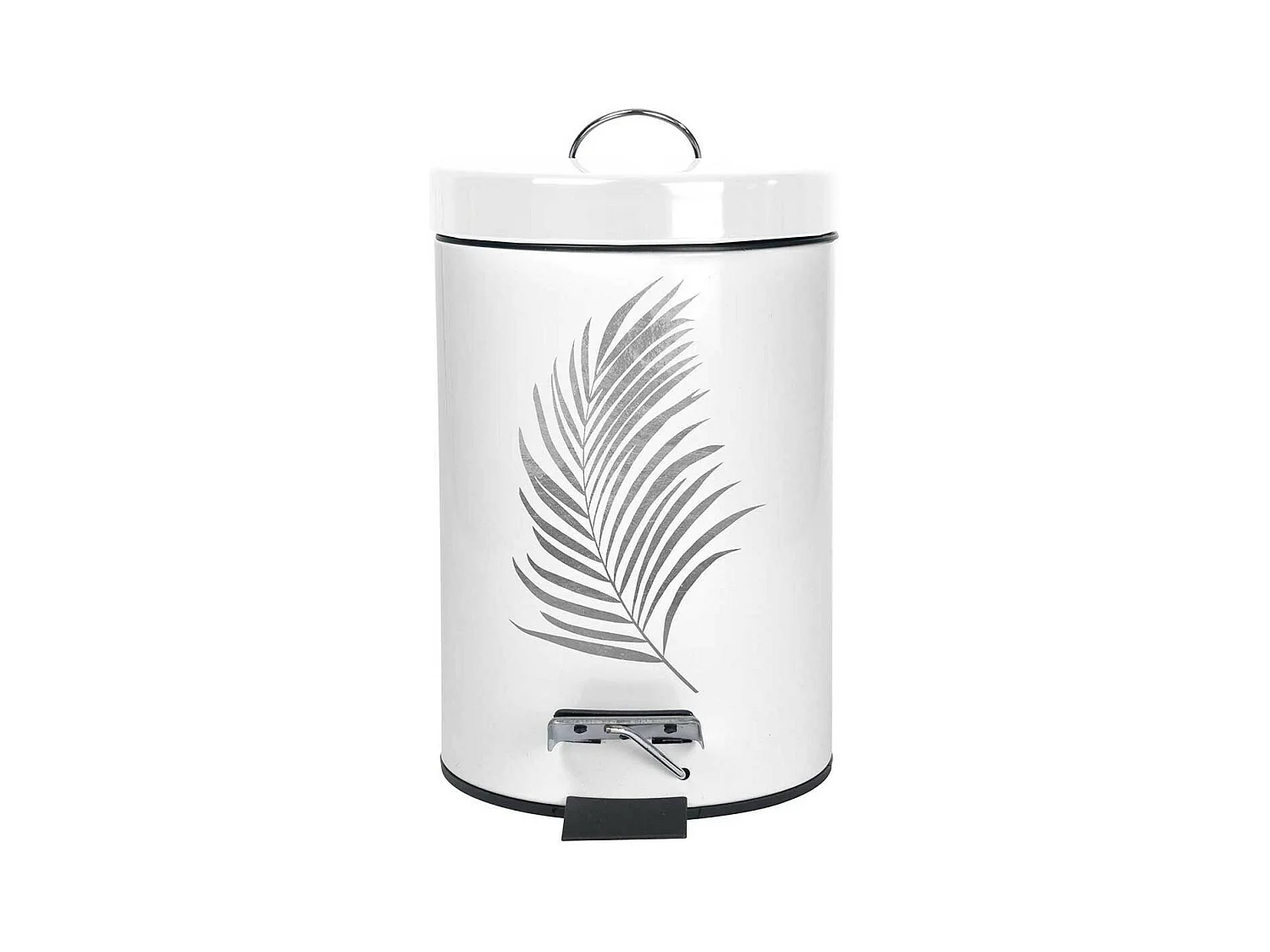 Poubelle à Pédale Imprimée "Orbella" 3L Blanc & Argent