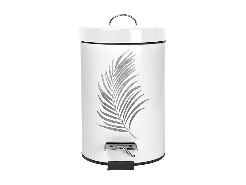 Poubelle à Pédale Imprimée "Orbella" 3L Blanc & Argent