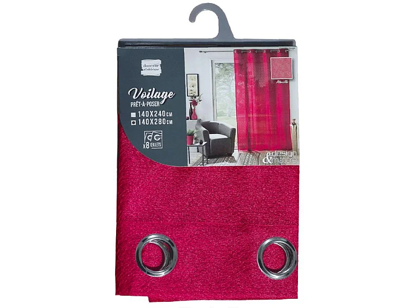 Rideau Voilage à Œillets "Castille" 140x280cm Rouge