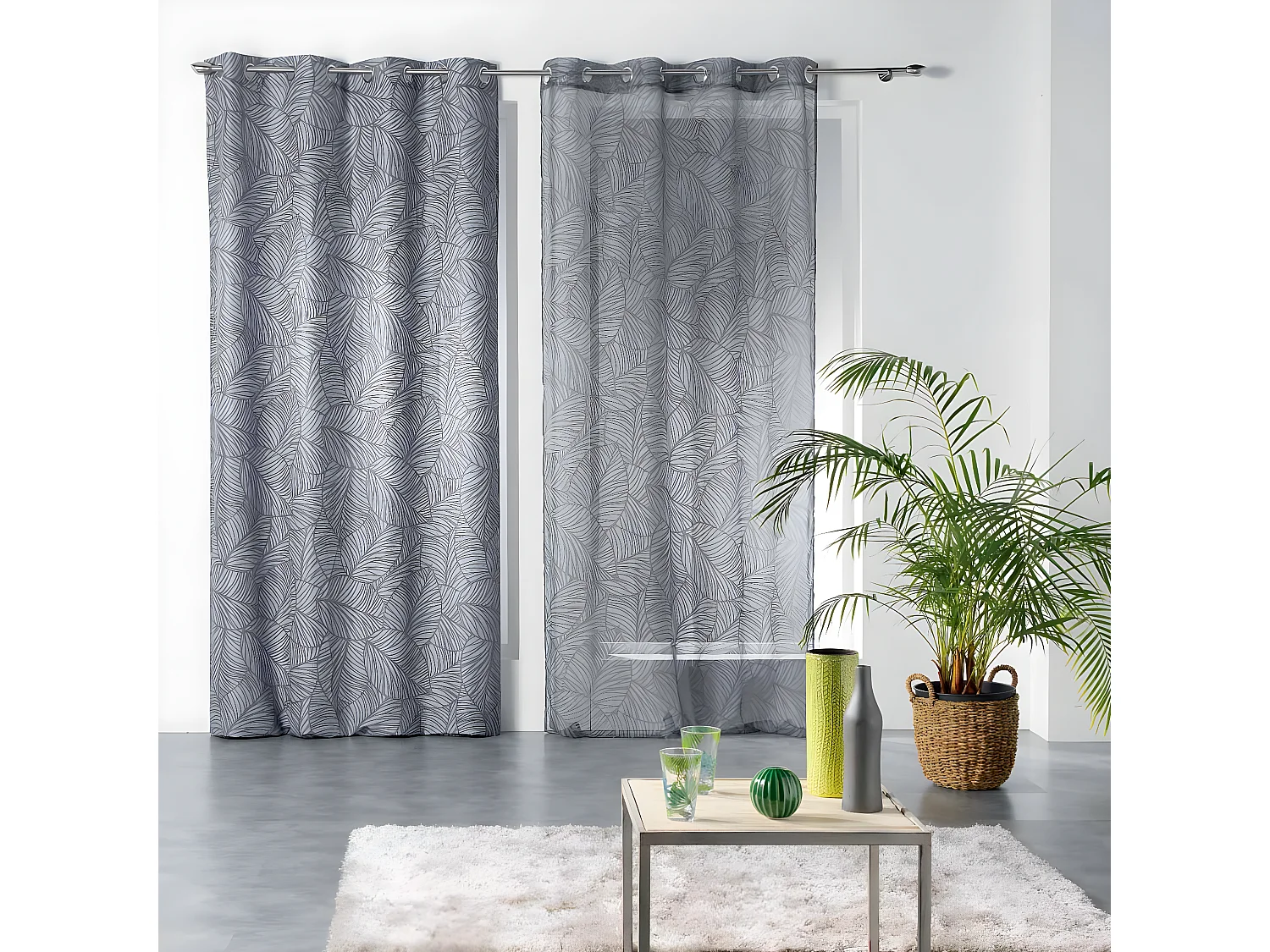 Rideau Voilage à Œillets "Galip" 140x240cm Anthracite