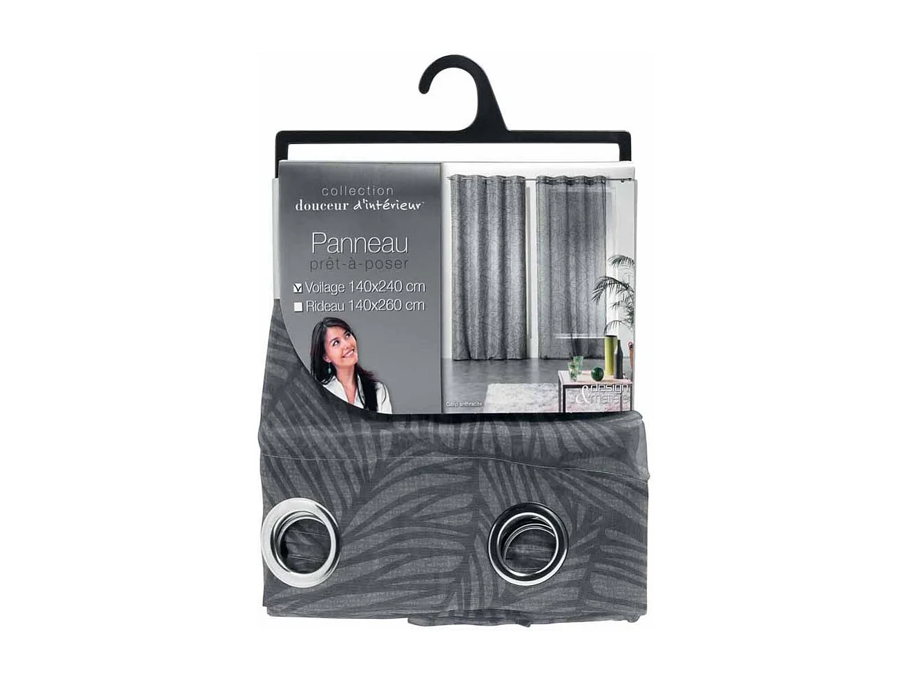 Rideau Voilage à Œillets "Galip" 140x240cm Anthracite